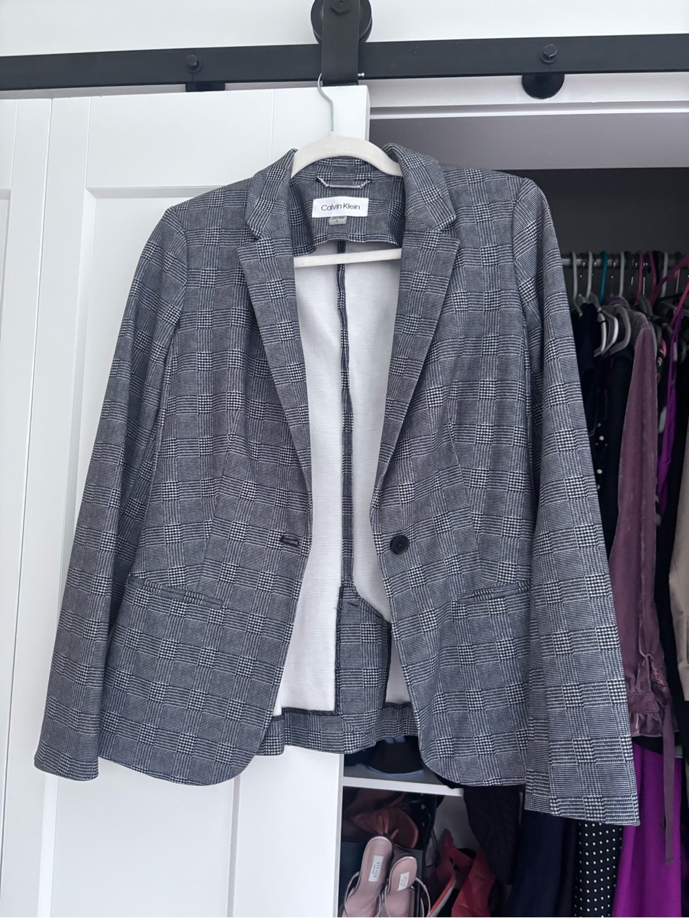 Calvin Klein Gray Plaid Blazer